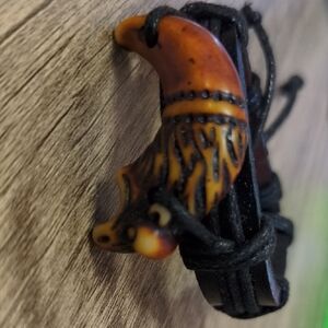 Leather Wolf Pendant Necklace